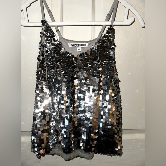 Walter Baker Tops - Walter Baker Silver Sequin Camisole Top M party going out